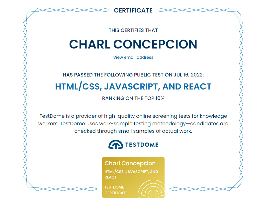 HTML/CSS, JavaScript, and React
